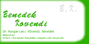 benedek kovendi business card
